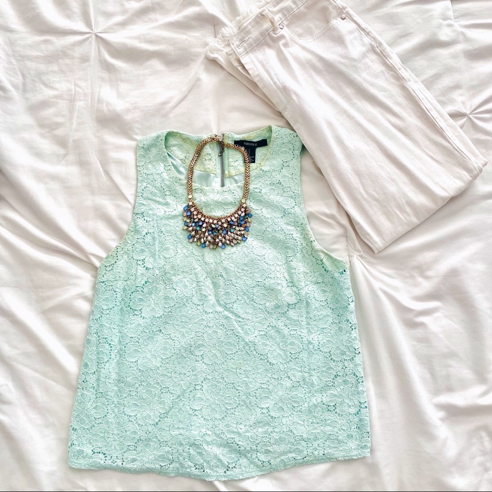 Forever 21 lace blue sleeveless top